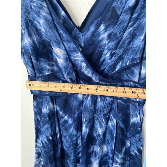 Nine West blue white tie dye pleat vneck‎ fit flare dress 8 - Picture 11 of 11